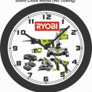 RYOBI POWER TOOLS WALL CLOCK-ADD COMPANY NAME FREE!
