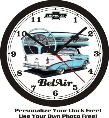 1956 CHEVROLET BEL AIR WALL CLOCK-NEW! & FREE USA SHIPPING!
