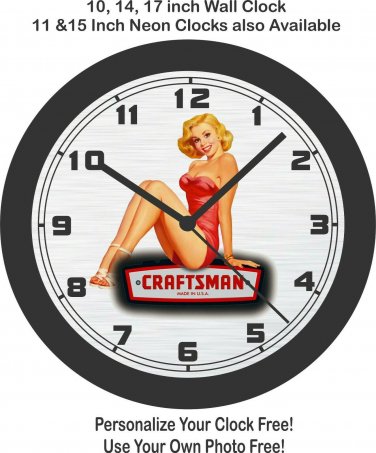 Craftsman Tools Pinup Girl Wall Clock-Free US Ship, Milwaukee, Dewalt