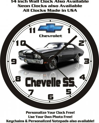 1970 CHEVROLET CHEVELLE SS BLACK WALL CLOCK-FREE USA SHIP!