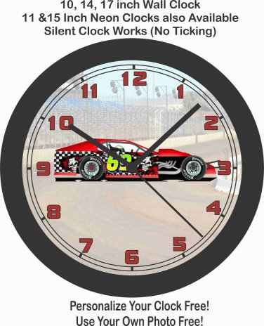MODIFIED LATE MODEL DIRT TRACK RACE CAR WALL CLOCK-FREE USA SHIP-Choose 1 of 3