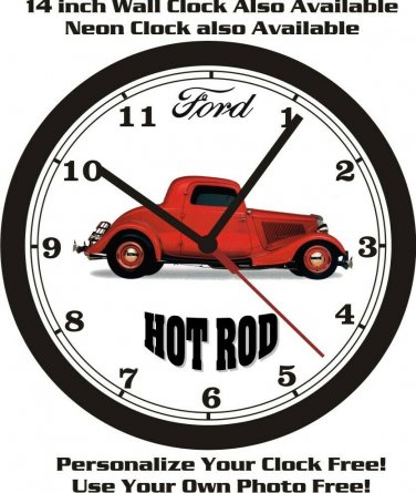 1934 FORD CUSTOM HOT ROD WALL CLOCK-FREE USA SHIP!