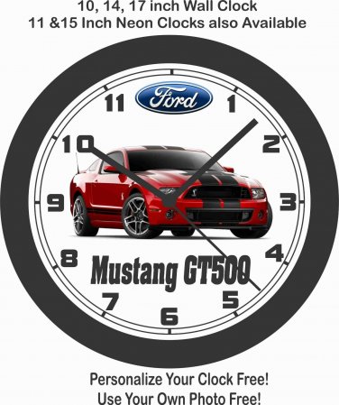 2014 FORD MUSTANG GT500 SHELBY WALL CLOCK-FREE USA SHIP, CAMARO, CORVETTE