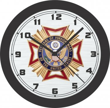 VETERANS OF FOREIGN WARS BADGE WALL CLOCK-FREE US SHIP, Army, Navy, Air Force