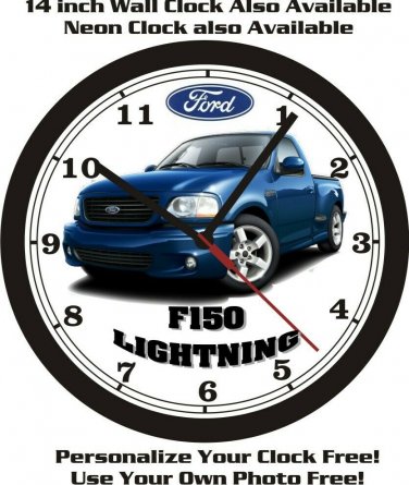 FORD F150 BLUE LIGHTNING PICKUP WALL CLOCK-FREE USA SHIP-Other Colors Avail.