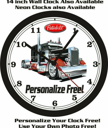 PETERBILT SEMI-TRUCK WALL CLOCK-FREE US SHIP & PERSONALIZE FREE!