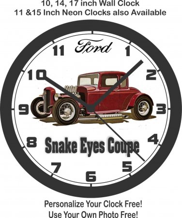 1932 FORD "SNAKE EYES" HOT ROD COUPE 10, 14 OR 17 INCH WALL CLOCK-FREE USA SHIP!