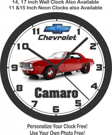 1969 CHEVROLET CAMARO  WALL CLOCK-FREE USA SHIP, MUSTANG, CHEVELLE, CHALLENGER