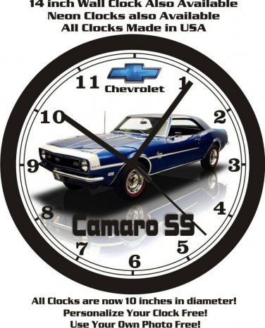 1968 CHEVROLET CAMARO SS BLUE WALL CLOCK-FREE USA SHIP-Choose 1 of 2