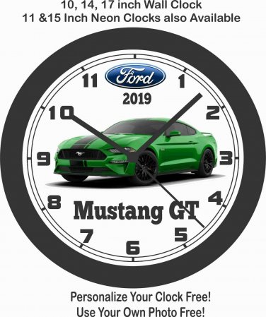2019 FORD MUSTANG GT 5.0 NEED FOR GREEN WALL CLOCK-CAMARO, CHALLENGER, CORVETTE