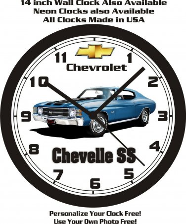 1971 CHEVROLET CHEVELLE SS WALL CLOCK-FREE USA SHIP!