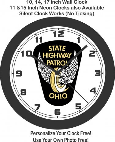 Ohio State Highway Patrol Wall Clock-Police Sheriff-Free US Ship
