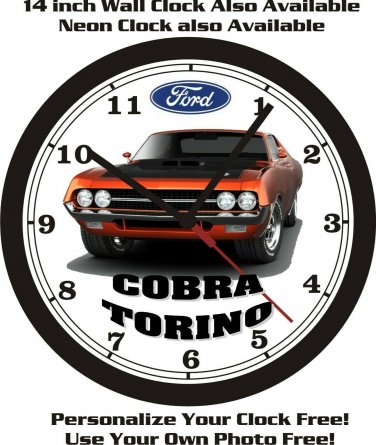 1970 FORD COBRA TORINO WALL CLOCK-FREE USA SHIP-Choose 1 of 2