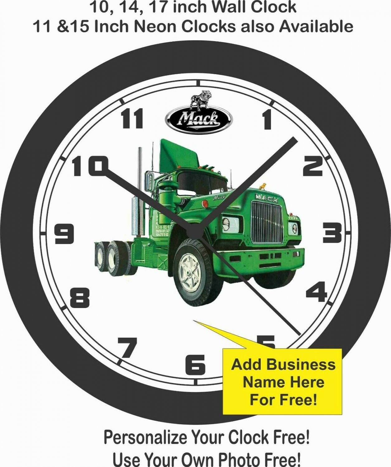 Mack R685ST SemiTruck Wall clockPersonalize with Business Name Free!