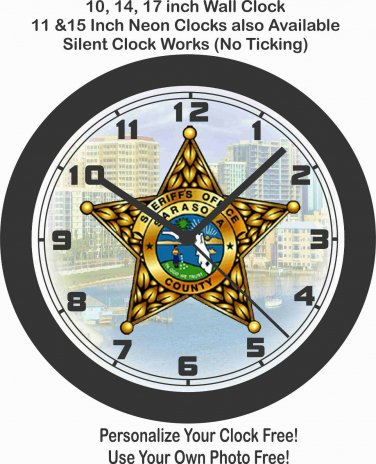 SARASOTA FLORIDA COUNTY SHERIFF'S BADGE WALL CLOCK-FREE USA SHIP