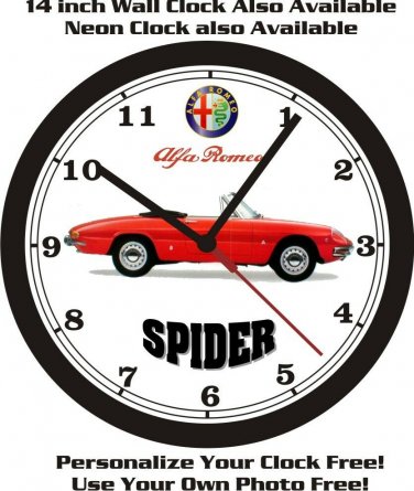 1967-68-69 ALFA ROMEO SPIDER WALL CLOCK-FREE USA SHIP!