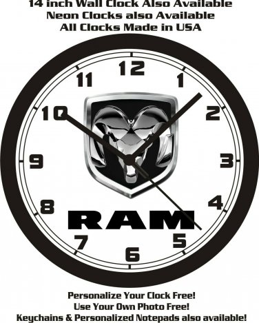 DODGE RAM TRUCK EMBLEM WALL CLOCK-FREE USA SHIP!-Dodge, Ford, Chevrolet