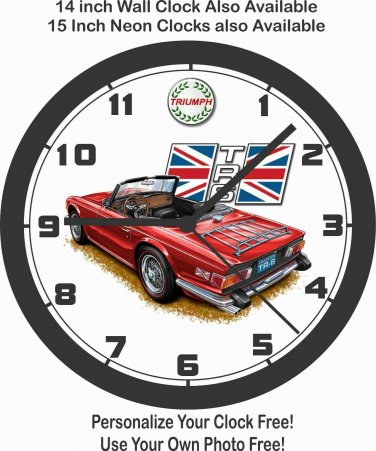 TRIUMPH TR6  WALL CLOCK-FREE USA SHIP!-Choose 1 of 6 Colors