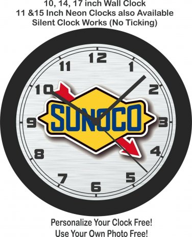 Sunoco Vintage Racing Gasoline Sign Wall Clock-Free US Ship
