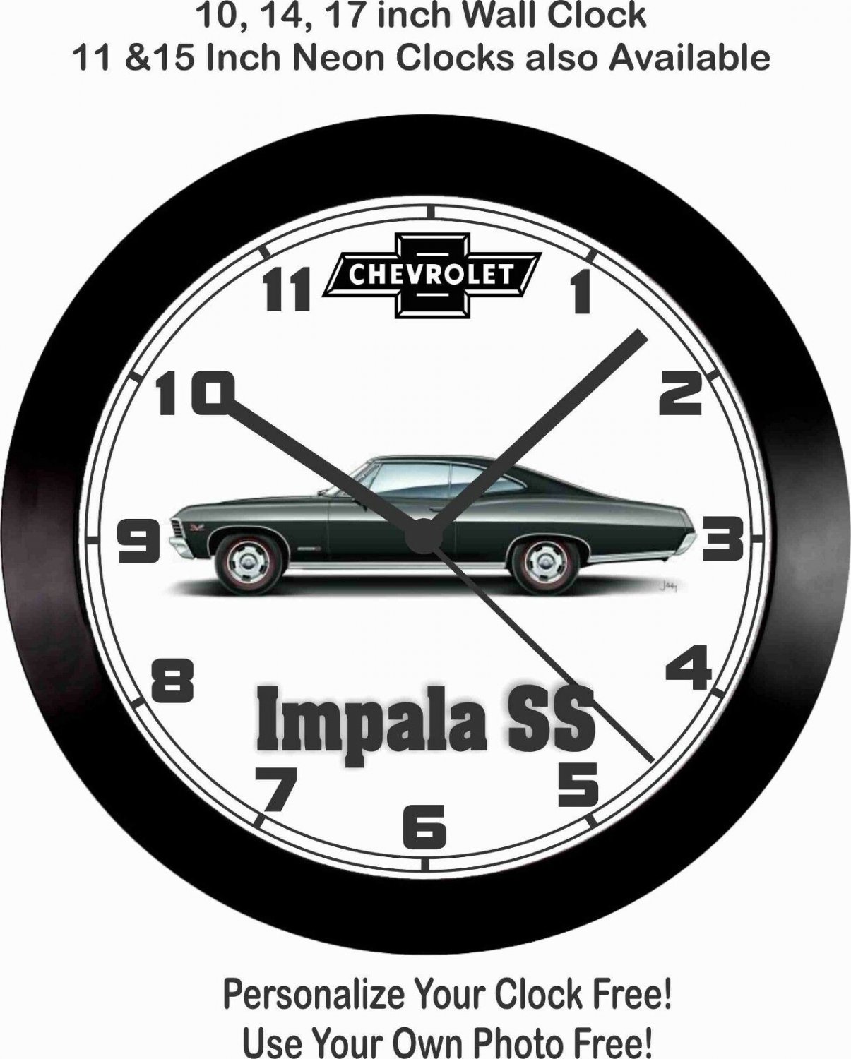 19671968 CHEVROLET IMPALA SS WALL CLOCKFREE USA SHIP, DODGE, FORD,PONTIAC