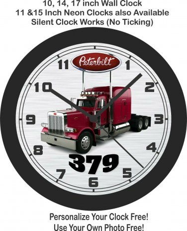 PETERBILT 379 SEMI-TRUCK WALL CLOCK-ADD BUSINESS NAME FREE!
