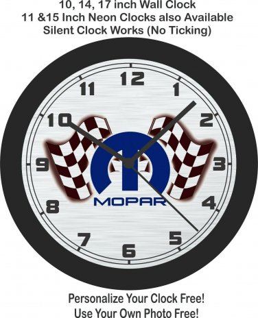 Mopar Emblem Checkered Flags Wall Clock-Free US Ship-Dodge, Plymouth