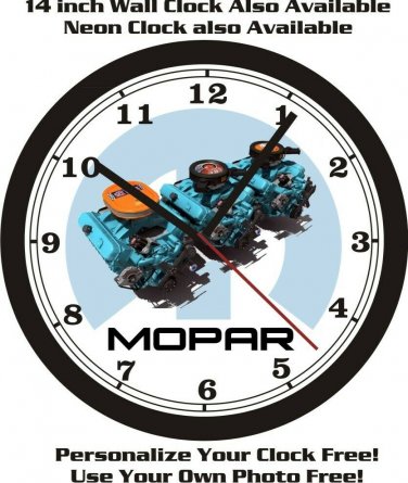 MOPAR 383 ENGINE PHOTO WALL CLOCK-FREE US SHIP-DODGE-PLYMOUTH!