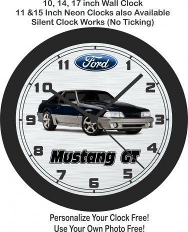 1987-1993 Ford Mustang GT Fox Body Wall Clock-Free US Ship