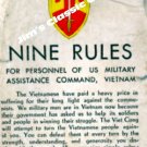Nine Rules For US Military Personnel 4 x 6 inch Card