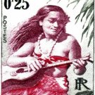 1958 FRENCH POLYNESIA GUITAR GIRL POSTAGE STAMP PRINT-Free USA ship