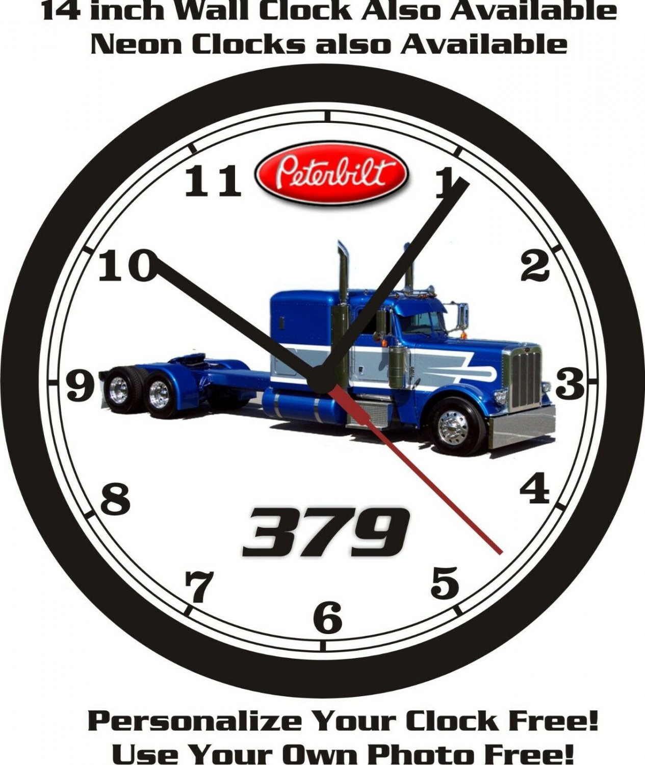 PETERBILT 379 SemiTruck Wall ClockPersonalize or Add Business Name Free!