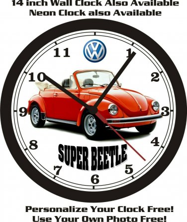 1979-1980 VOLKSWAGEN SUPER BEETLE WALL CLOCK-FREE USA SHIP!