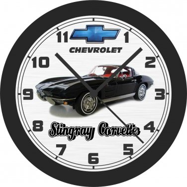 1963 Chevrolet Stingray Corvette (Black) Wall Clock-Free US Ship