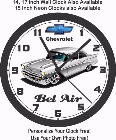 1957 CHEVROLET BEL AIR WALL CLOCK-FREE USA SHIP!