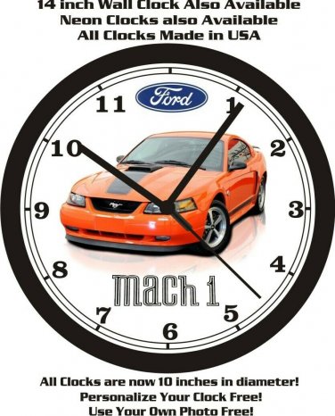 2004 FORD MUSTANG MACH 1 WALL CLOCK-FREE USA SHIP- other colors available!