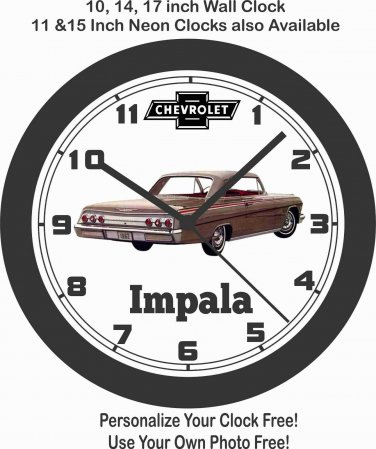 1962 CHEVROLET IMPALA WALL CLOCK-FREE USA SHIP