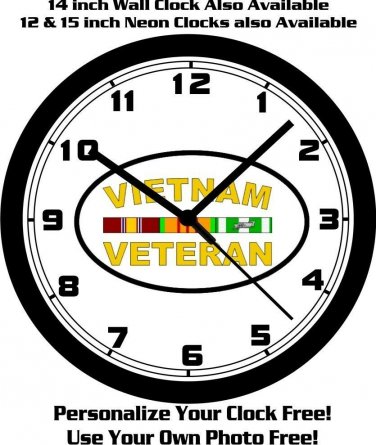 VIETNAM VETERAN 10 INCH WALL CLOCK-FREE USA SHIP!