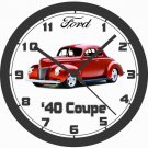 1940 FORD RED COUPE WALL CLOCK-NEW!-Free USA Ship
