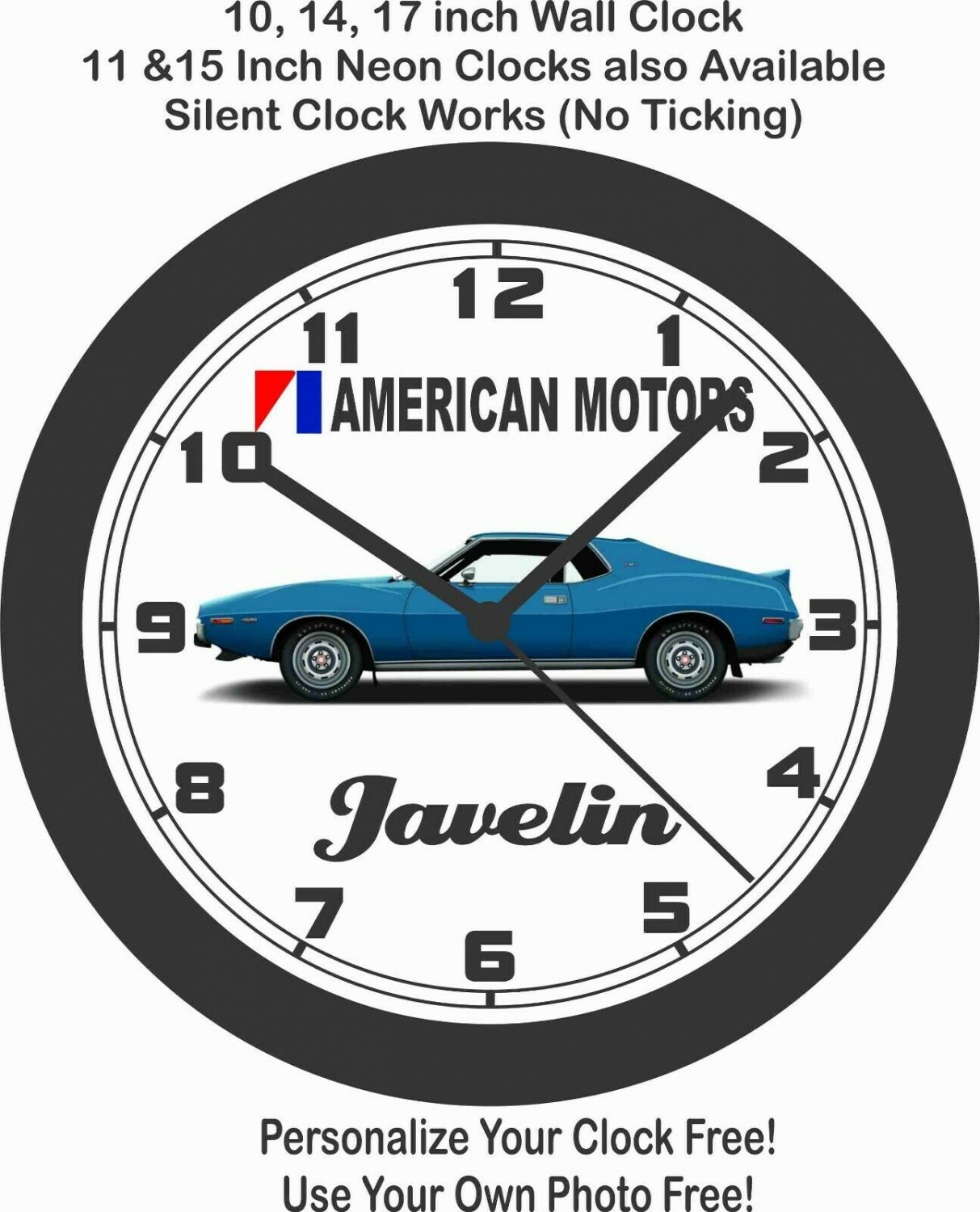19711972 AMERICAN MOTORS JAVELIN AMX WALL CLOCKAMC, FORD, CHEVROLET