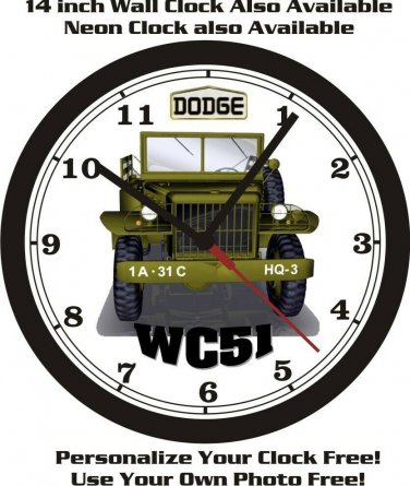 DODGE WC51 JEEP WALL CLOCK-FREE USA SHIP!-NEW!