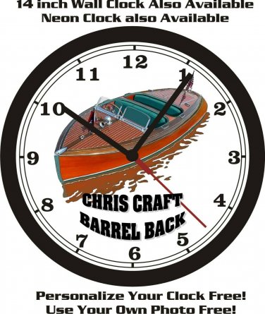 CHRIS CRAFT BARREL BACK BOAT WALL CLOCK-FREE USA SHIP!