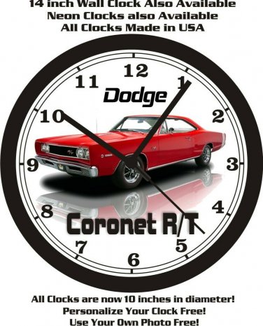 1968 DODGE CORONET R/T WALL CLOCK-FREE USA SHIP