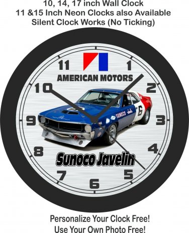 American Motors Sunoco Trans Am Javelin Wall Clock-Free US Ship