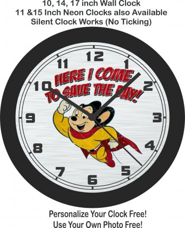Mighty Mouse "Here I Come To Save The Day" Wall Clock-Free US Ship!