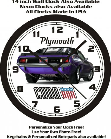 PLYMOUTH AAR CUDA WALL CLOCK-FREE USA SHIP!-Dodge, Ford, Chevrolet