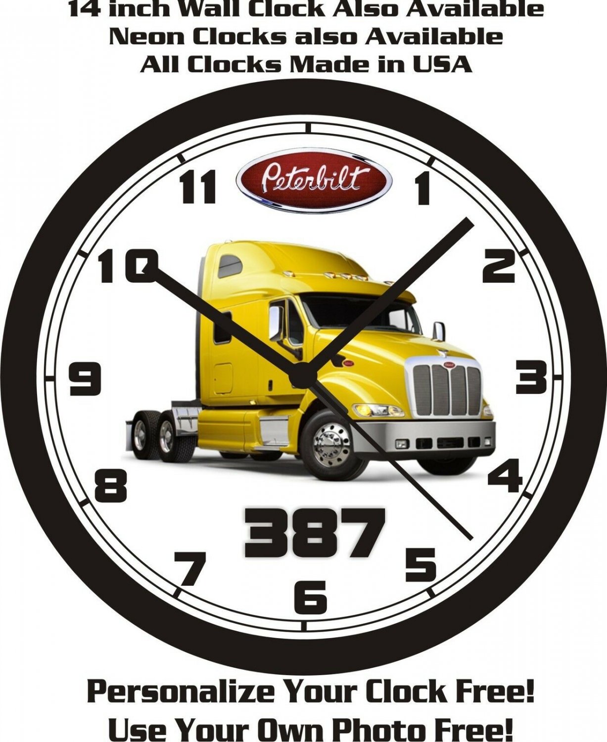 PETERBILT 387 SEMITRUCK WALL CLOCKFREE USA SHIP!