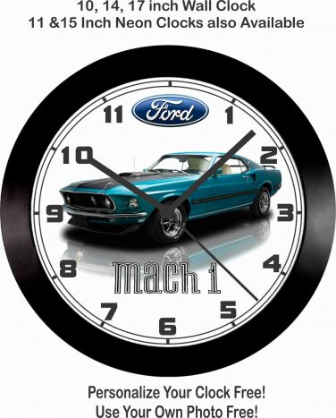 1969 FORD MUSTANG MACH 1 WALL CLOCK-FREE USA SHIP-CAMARO, CHALLENGER, CORVETTE