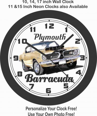 1967 PLYMOUTH BARRACUDA WALL CLOCK-NEW-FREE USA SHIP!