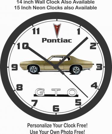 1969 PONTIAC GTO GOLD WALL CLOCK-NEW!-Free USA Ship