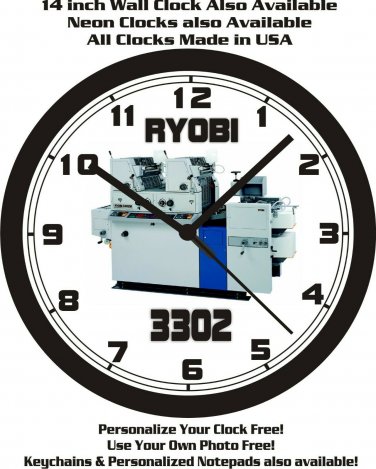RYOBI 3302  PRINTING PRESS WALL CLOCK-FREE USA SHIP!-Add Business Name Free!